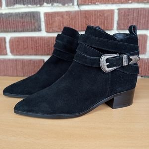 NWT Marc Fisher Ltd. 'Yandi' Pointy Toe Western Suede Booties in Black